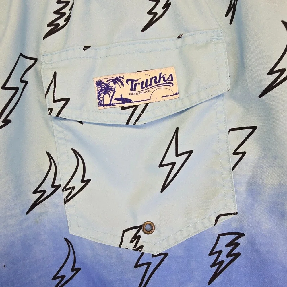 Trunks Surf Swim Co Swimming Trunks Mens XL Blue Bolts Ombre S‎